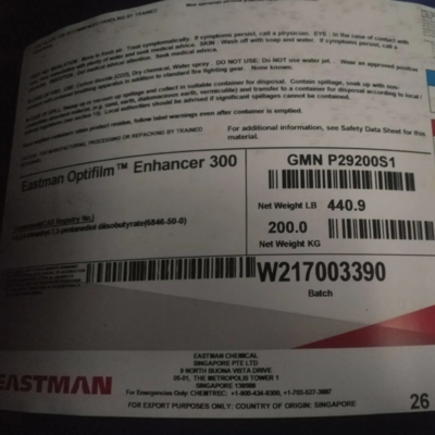 【伊士曼 Eastman OE400】伊士曼 &nbsp;Eastman Optifilm™ &nbsp;Enhancer 400酯醇 净味成膜助剂 零释放